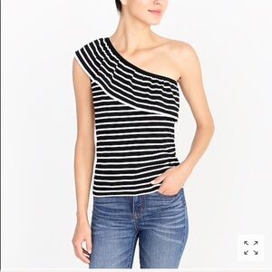 J. Crew | Striped One Shoulder Ruffle Top